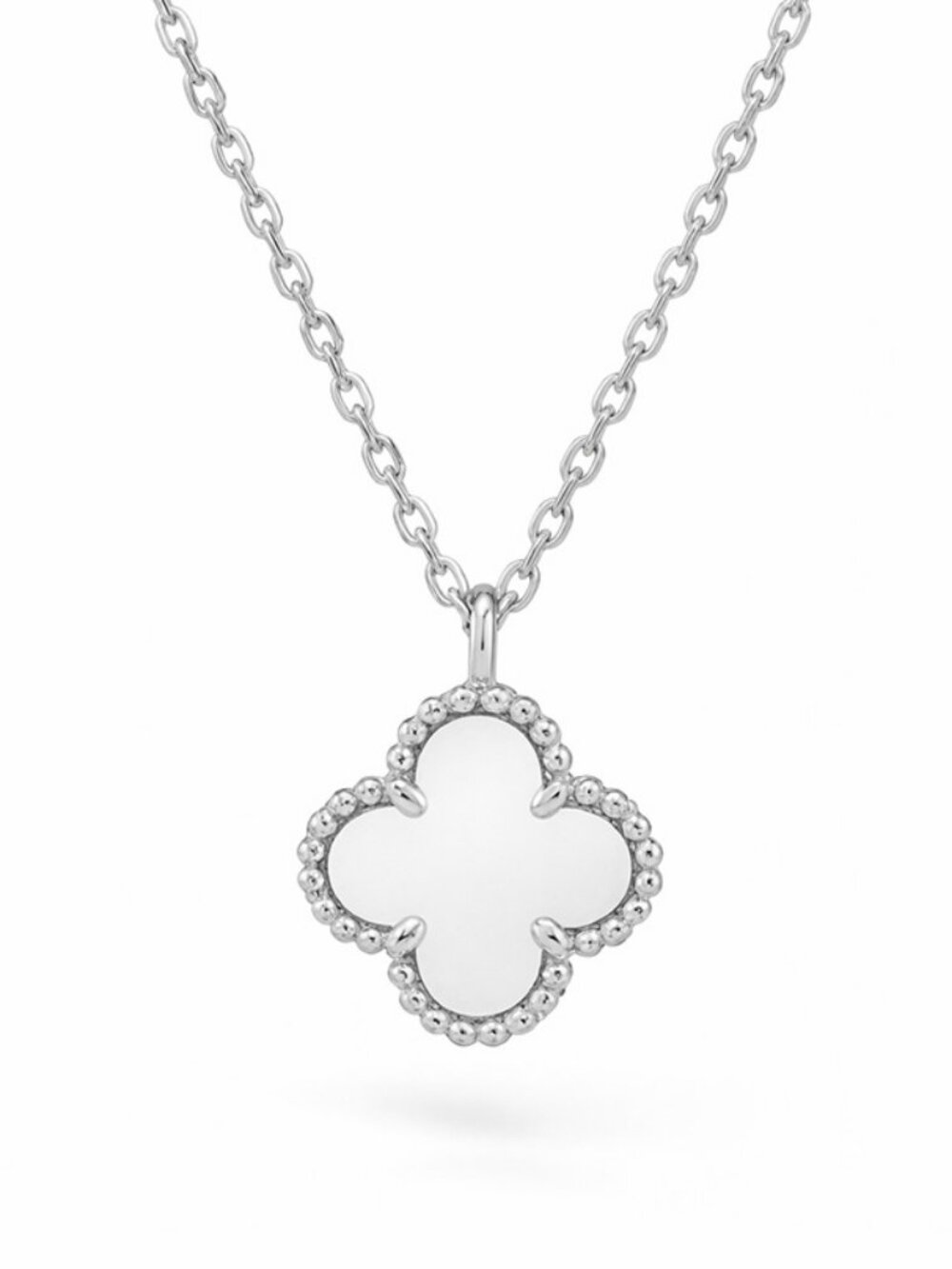 Authentic Van Cleef & Arpels Alhambra Pendant Necklace 18k White Gold